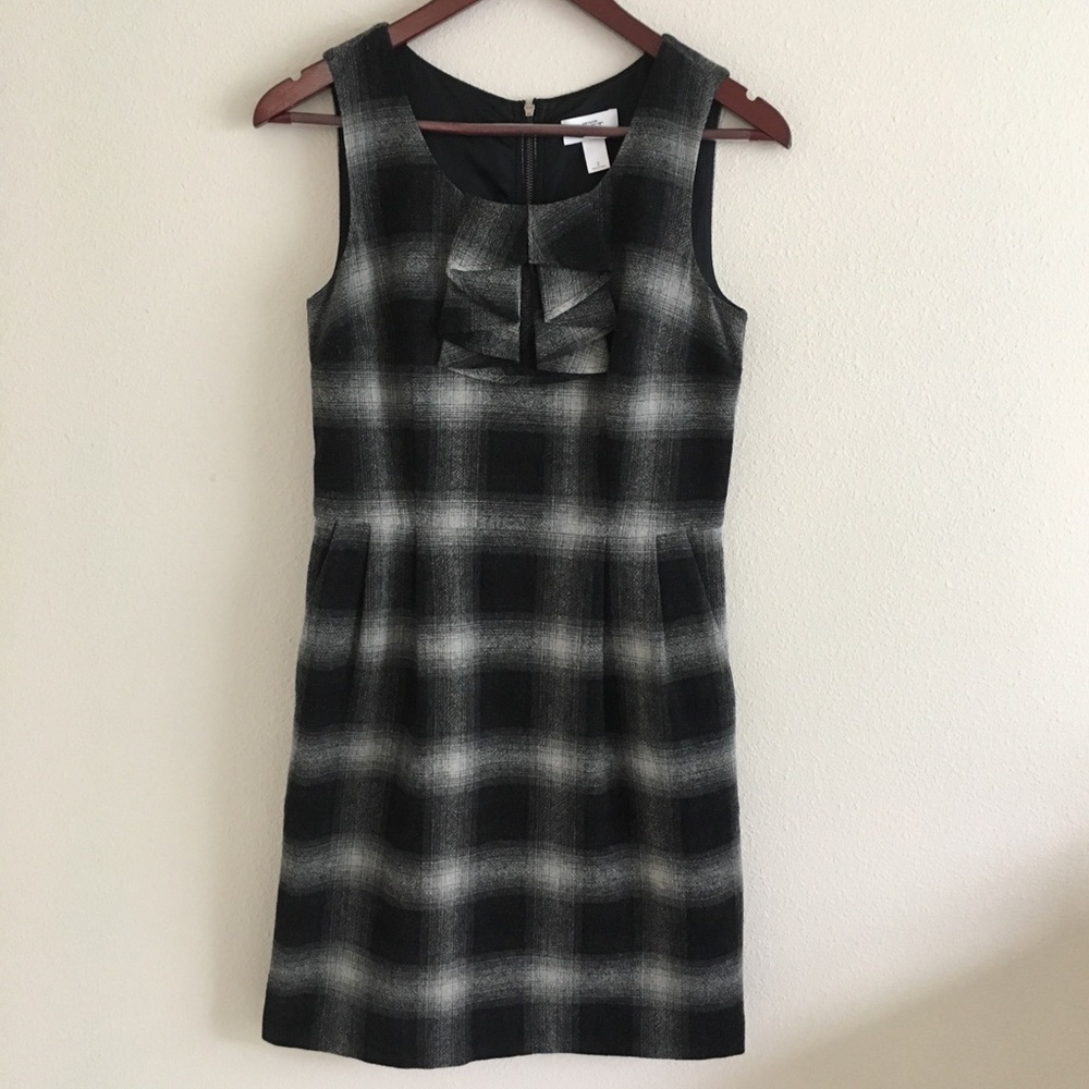 FINAL Ann Taylor LOFT 2 wool plaid print dress